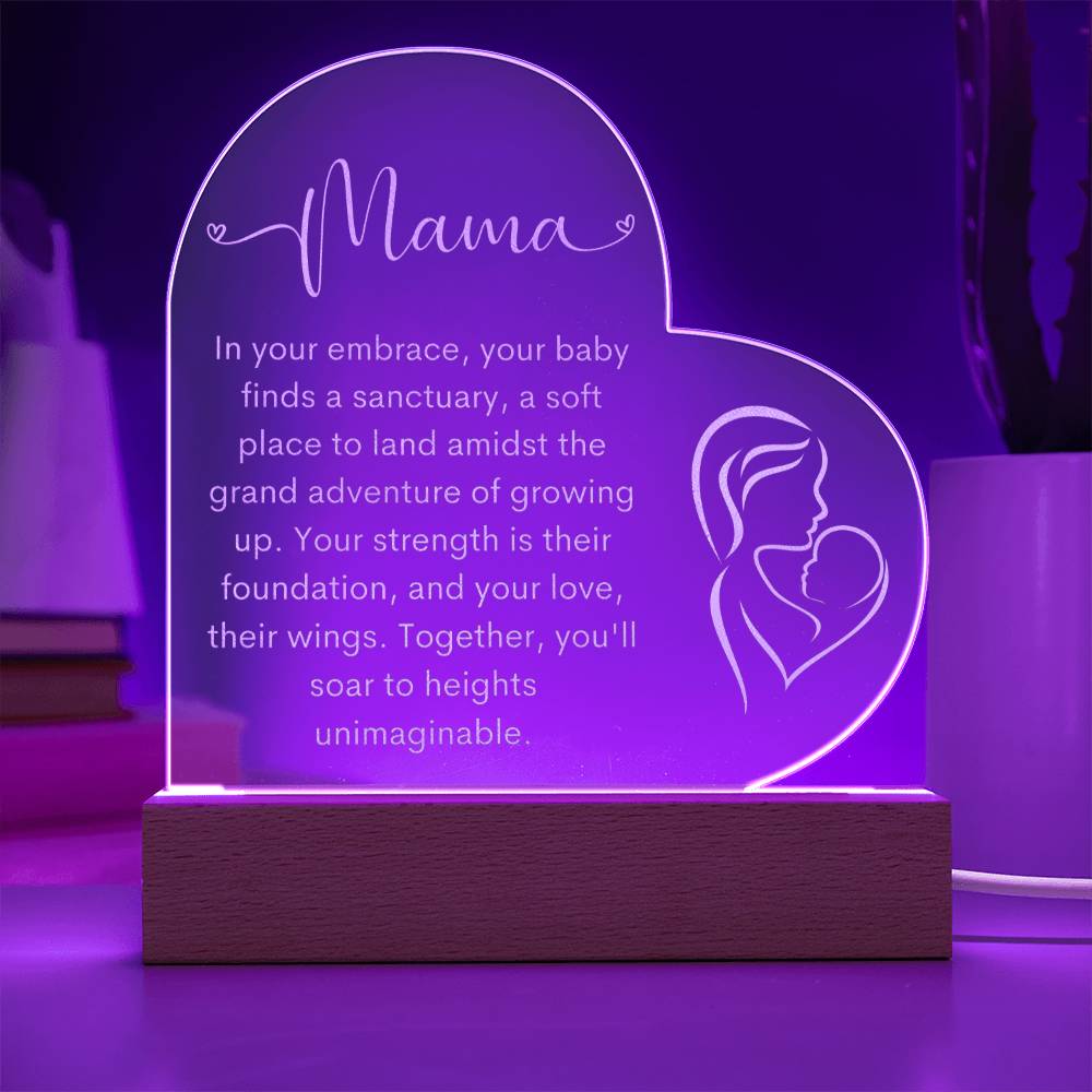 Mama | New Mom | Heart Engraved Acrylic Plaque - LoLoBee Trends