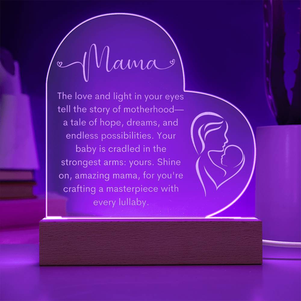 Mama | New Mom | Heart Engraved Acrylic Plaque - LoLoBee Trends