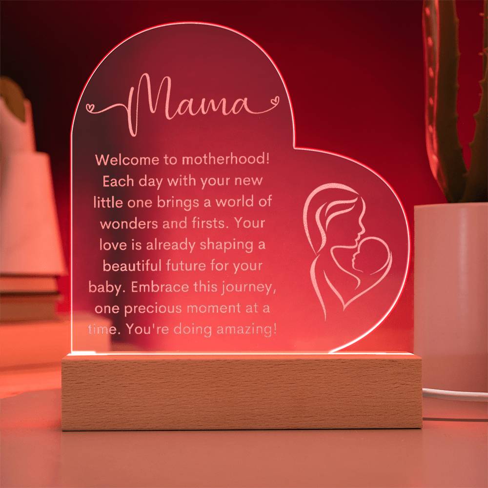 Mama | New Mom | Heart Engraved Acrylic Plaque - LoLoBee Trends