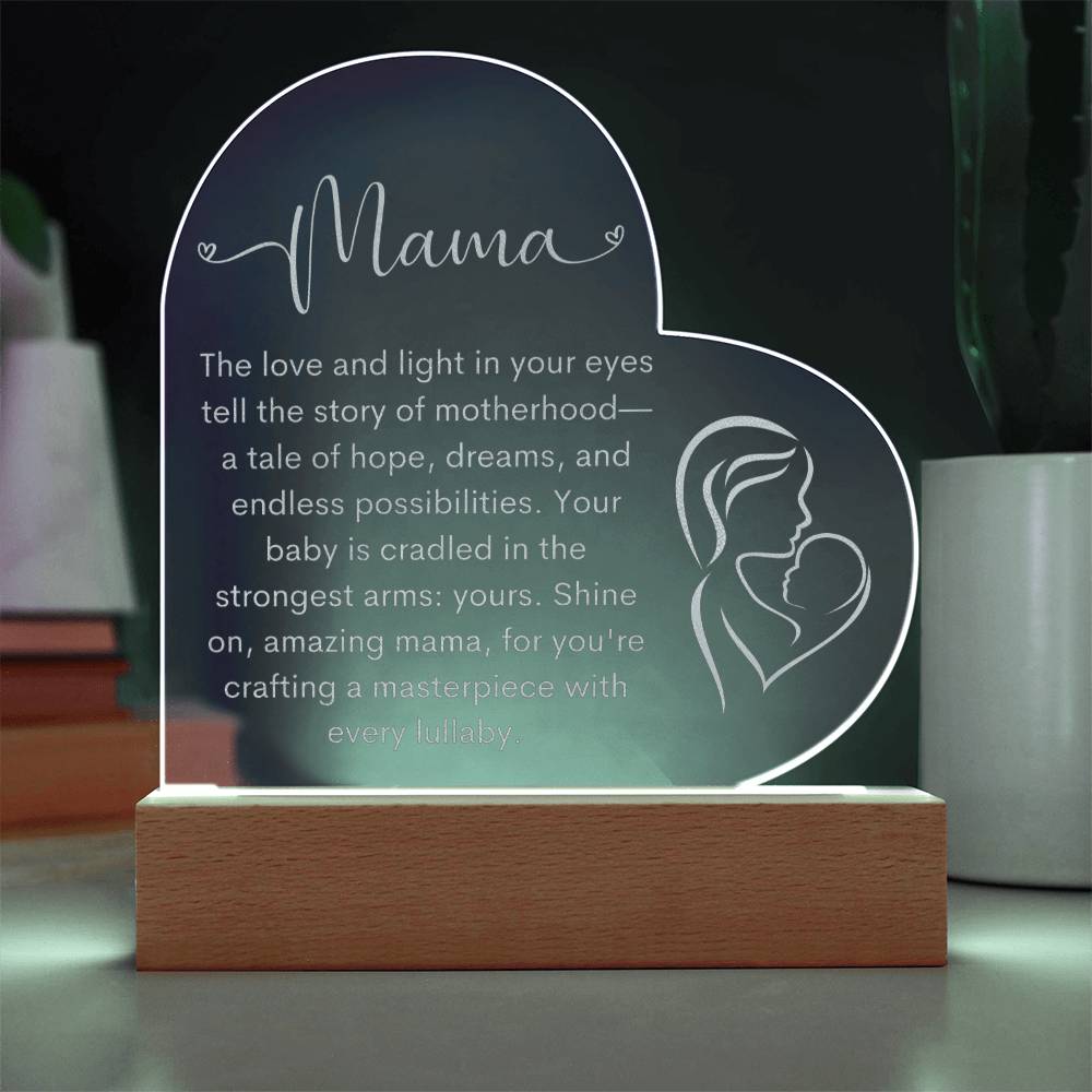 Mama | New Mom | Heart Engraved Acrylic Plaque - LoLoBee Trends