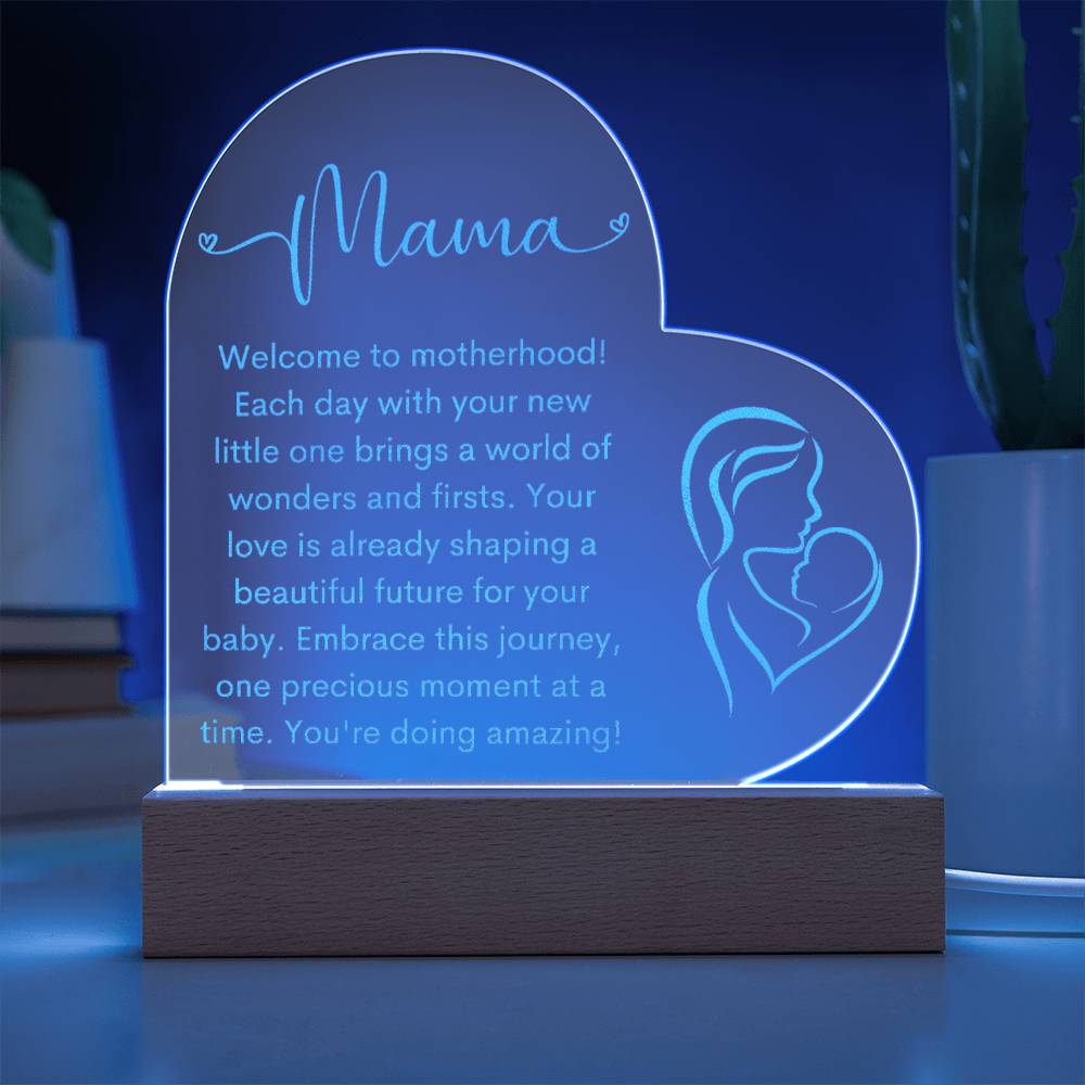 Mama | New Mom | Heart Engraved Acrylic Plaque - LoLoBee Trends