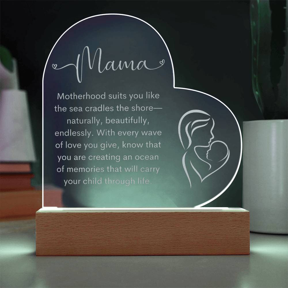 Mama | New Mom | Heart Engraved Acrylic Plaque - LoLoBee Trends