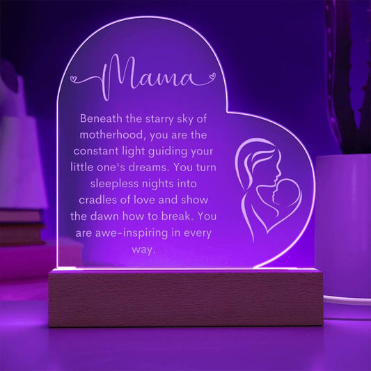 Mama | New Mom | Heart Engraved Acrylic Plaque - LoLoBee Trends