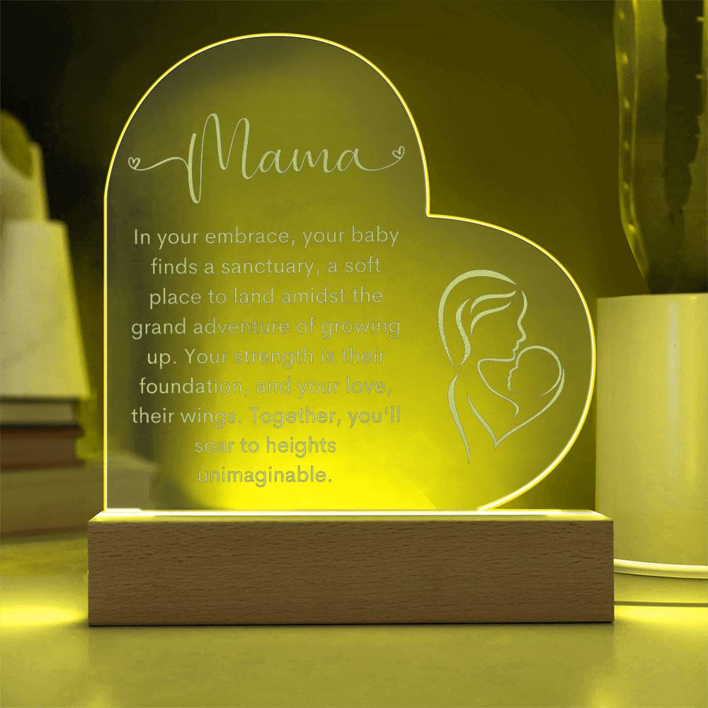 Mama | New Mom | Heart Engraved Acrylic Plaque - LoLoBee Trends