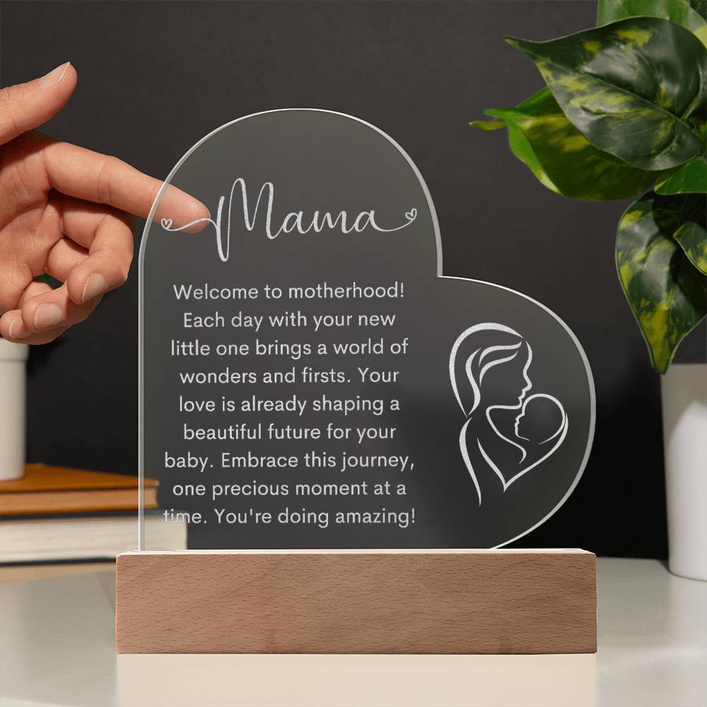 Mama | New Mom | Heart Engraved Acrylic Plaque - LoLoBee Trends