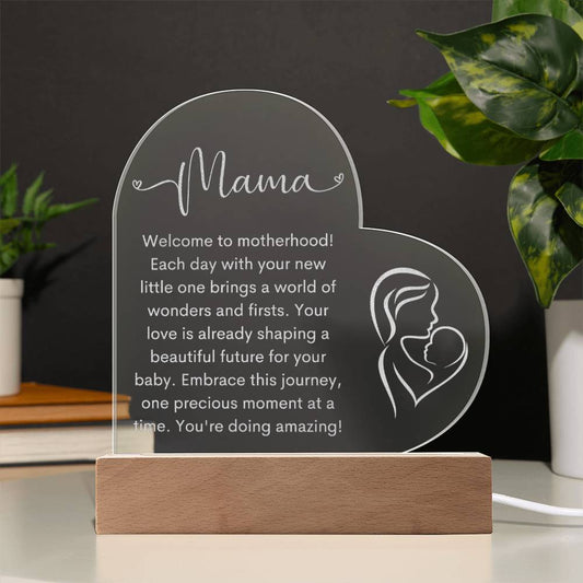 Mama | New Mom | Heart Engraved Acrylic Plaque - LoLoBee Trends