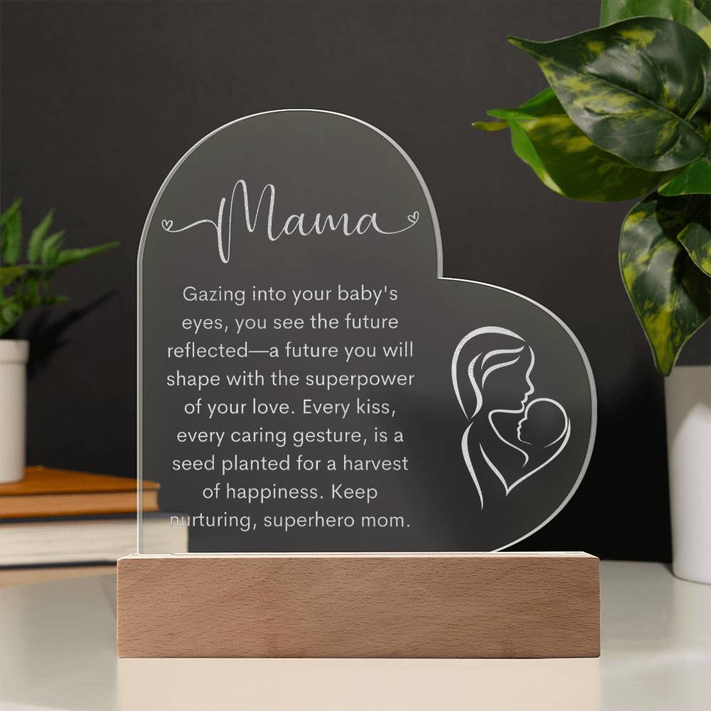 Mama | New Mom | Heart Engraved Acrylic Plaque - LoLoBee Trends