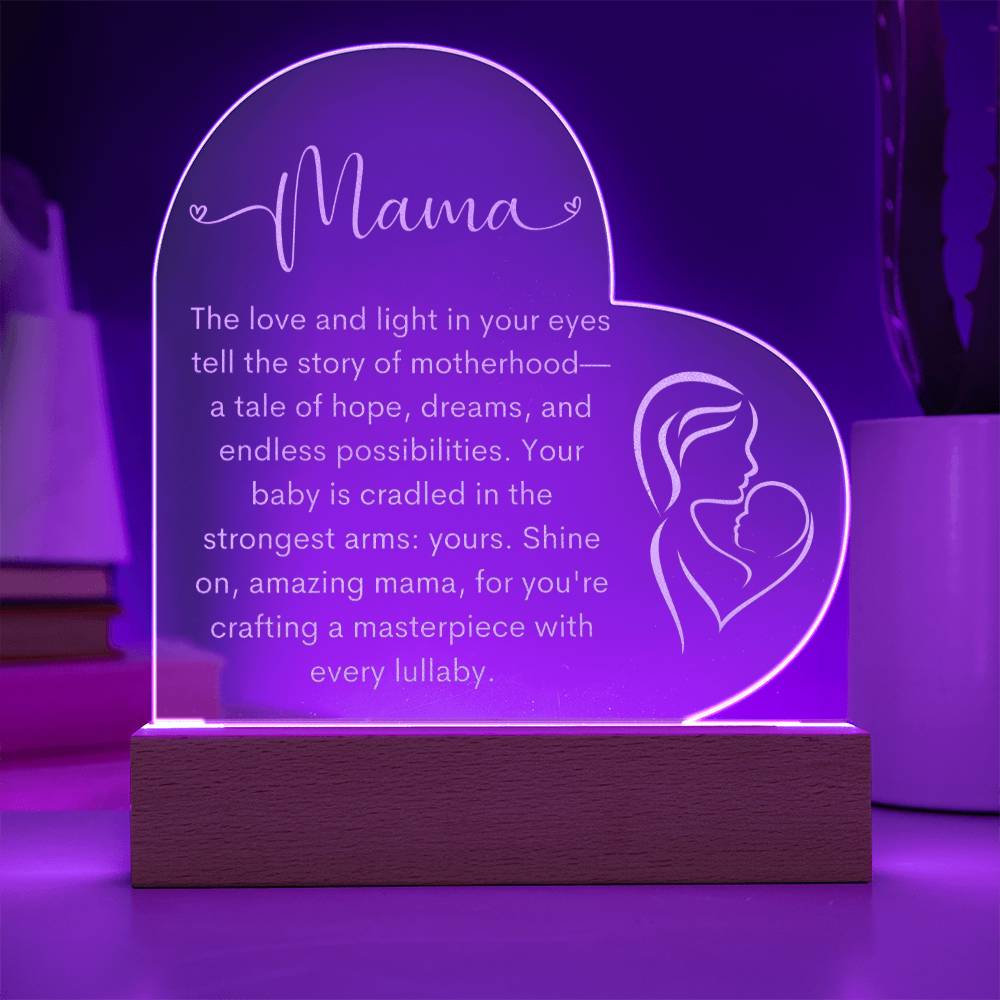 Mama | New Mom | Heart Engraved Acrylic Plaque - LoLoBee Trends