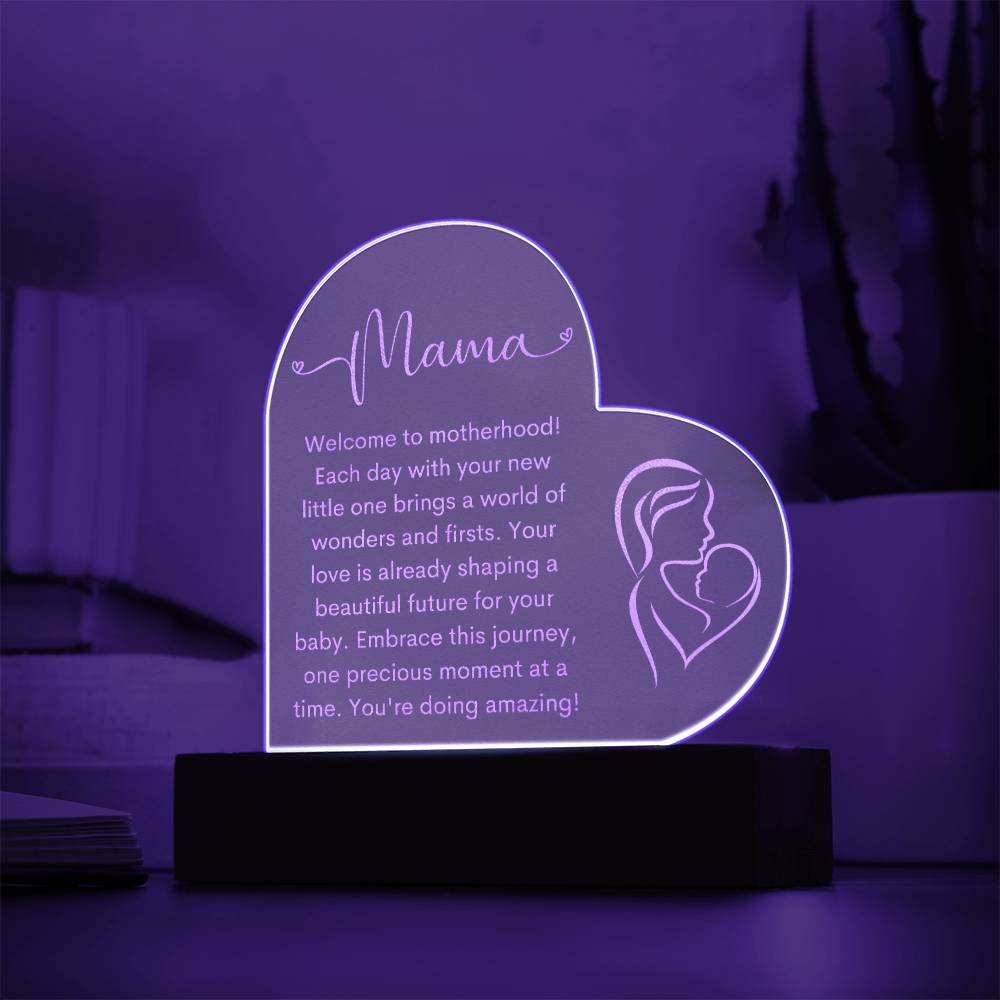 Mama | New Mom | Heart Engraved Acrylic Plaque - LoLoBee Trends