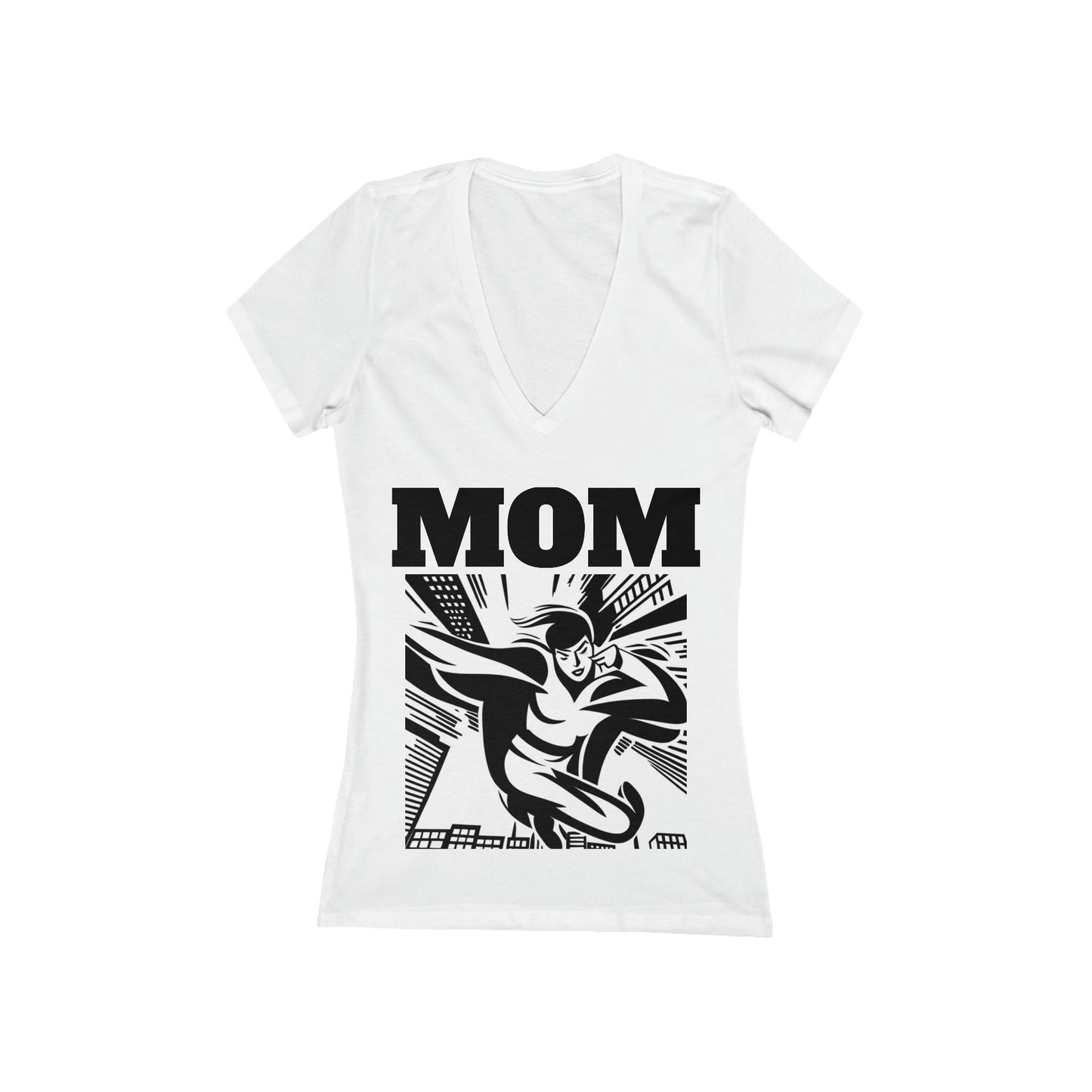 SUPER MOM Women's Jersey Short Sleeve Deep V-Neck Tee - LoLoBee Trends