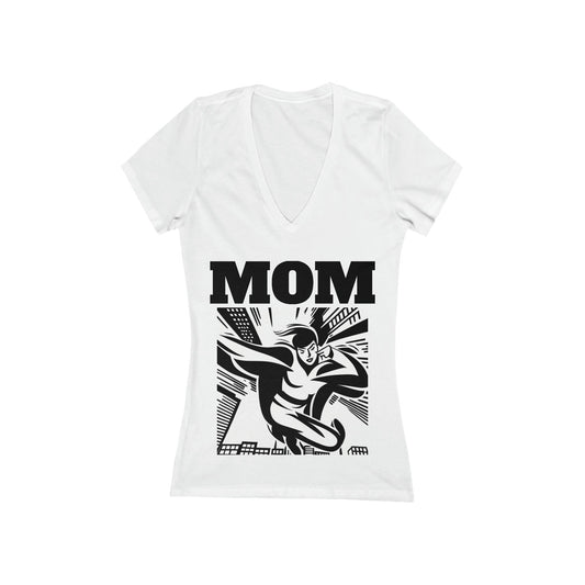 SUPER MOM Women's Jersey Short Sleeve Deep V-Neck Tee - LoLoBee Trends