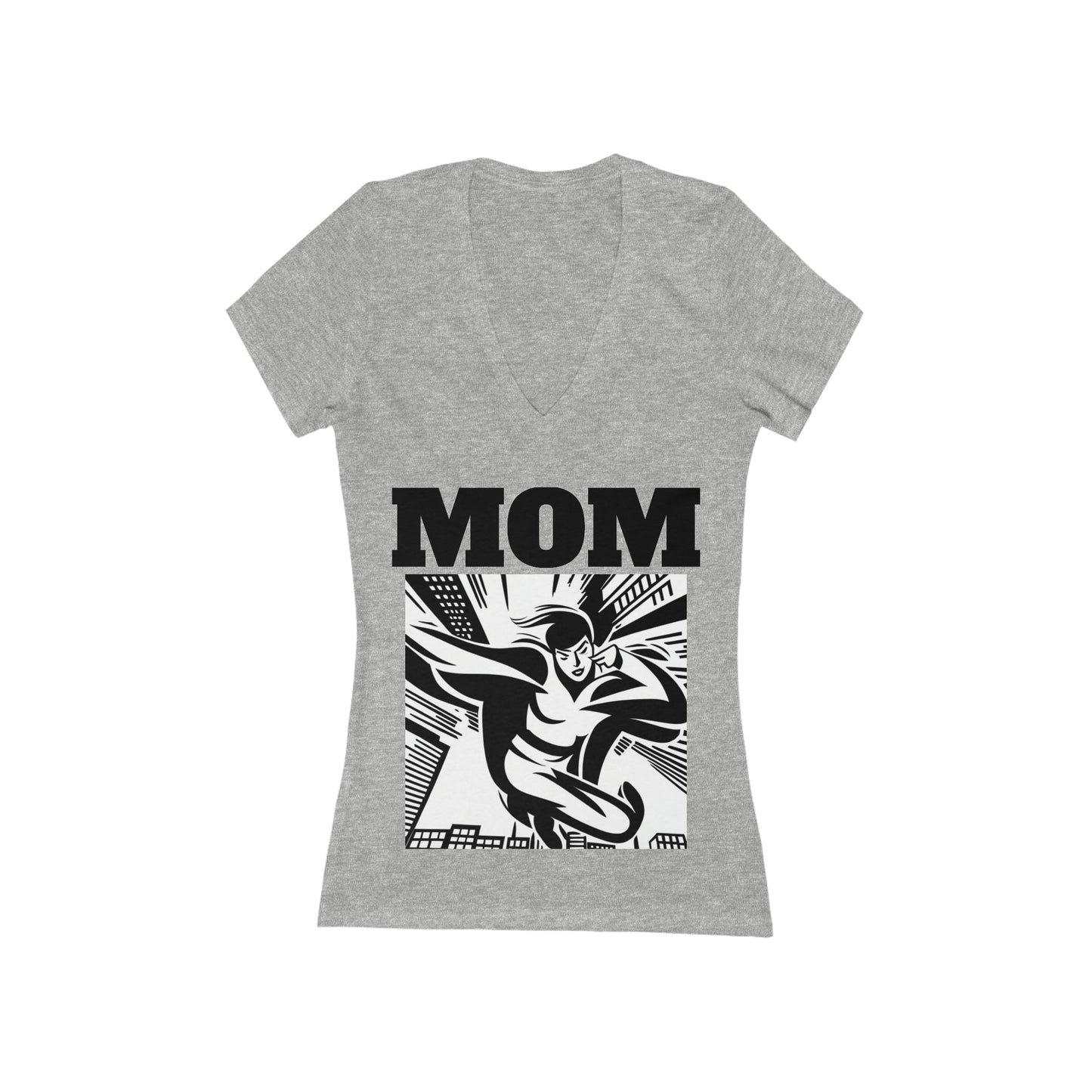 SUPER MOM Women's Jersey Short Sleeve Deep V-Neck Tee - LoLoBee Trends