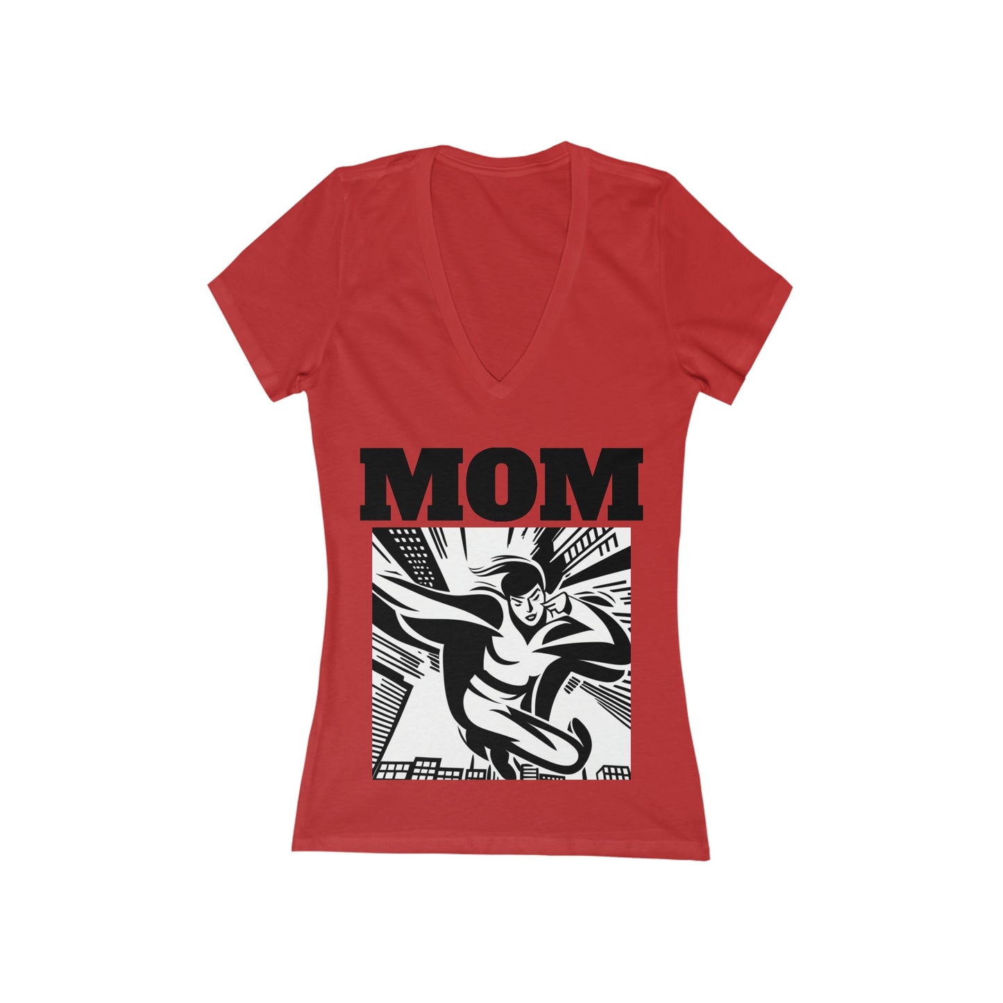 SUPER MOM Women's Jersey Short Sleeve Deep V-Neck Tee - LoLoBee Trends